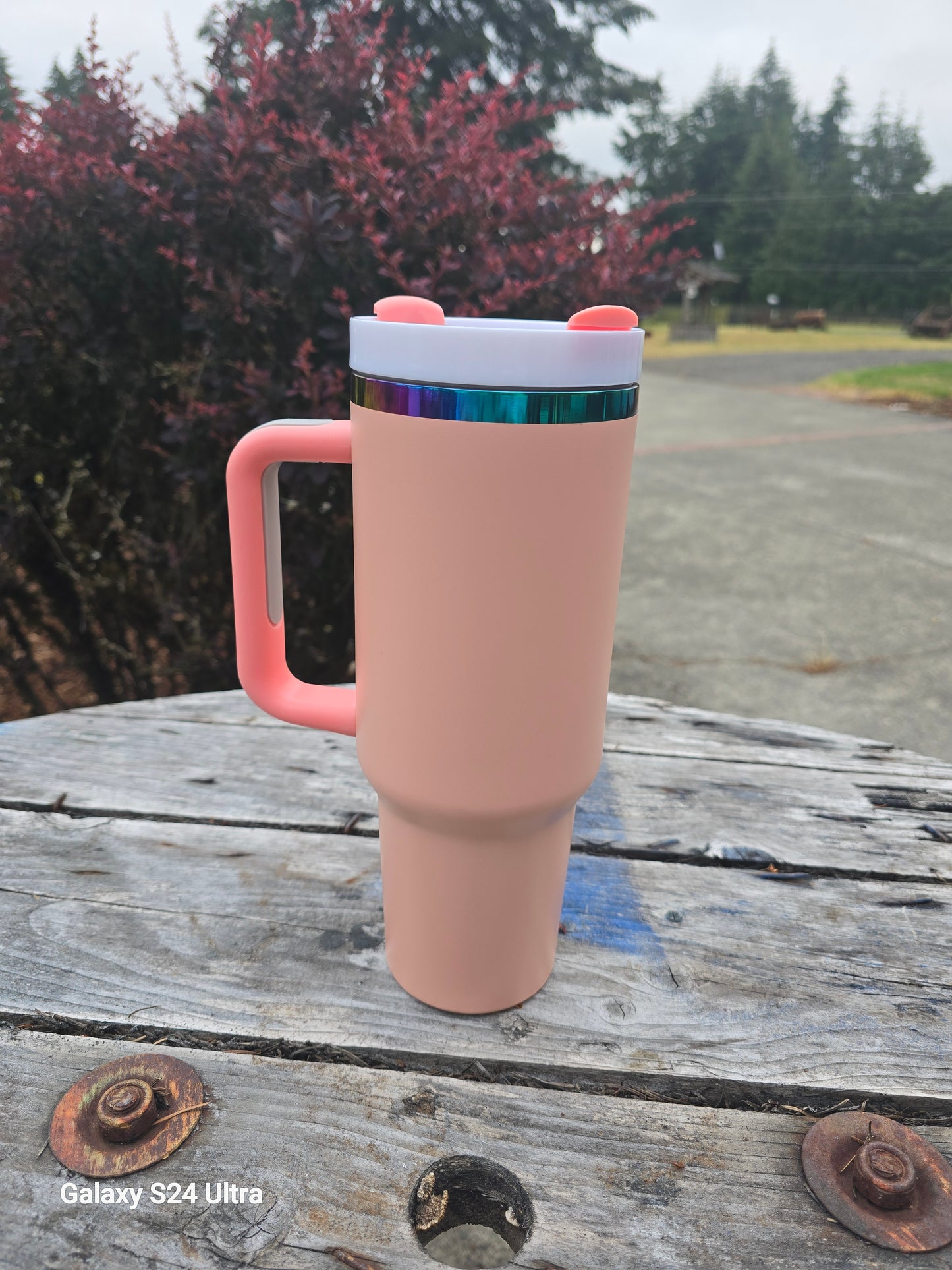 Pastel Rainbow Plated 40 Ounce Travel Mug With Handle