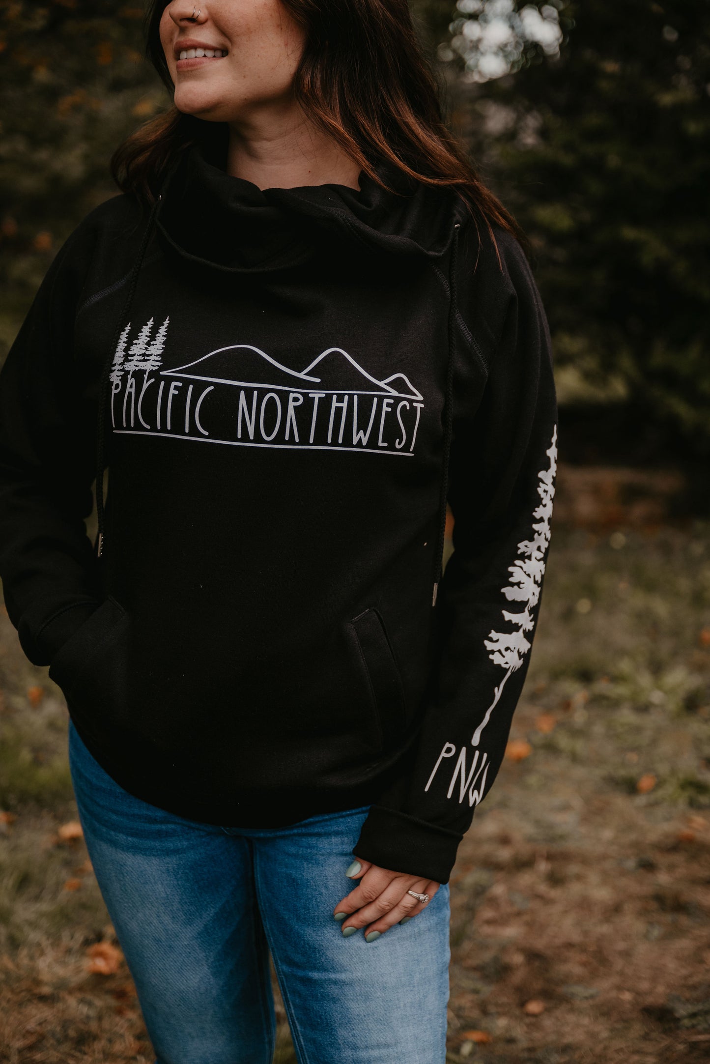 Pacific Northwest Black Funnel neck Hoodie
