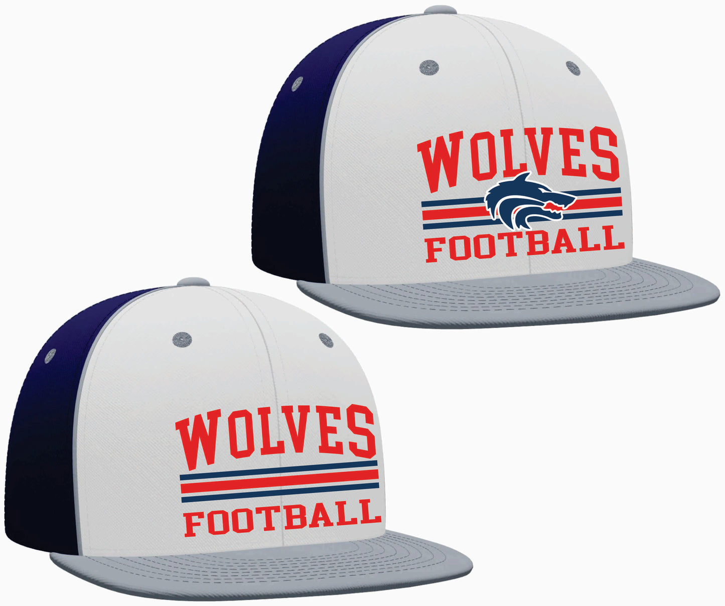 Wolves Football Flat Bill Cap Navy/Gray