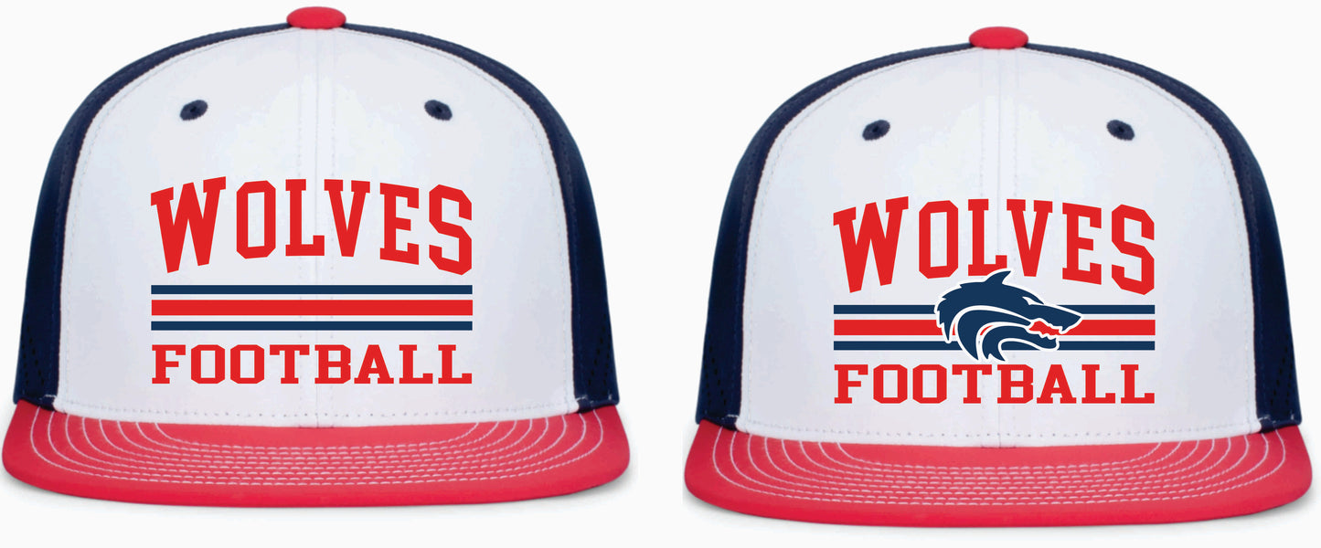 Wolves Football Flat Bill Cap Red/white/navy