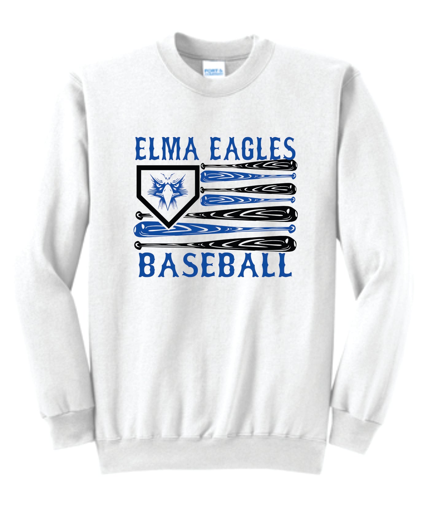 Elma Eagles Baseball Bat Flag Crewneck