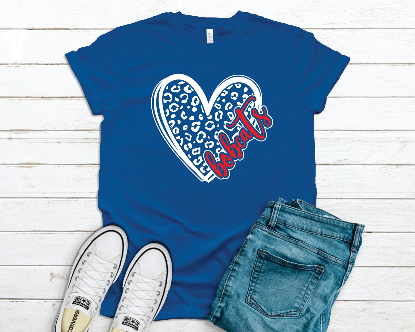 BLE Bobcats Leopard Heart Tee