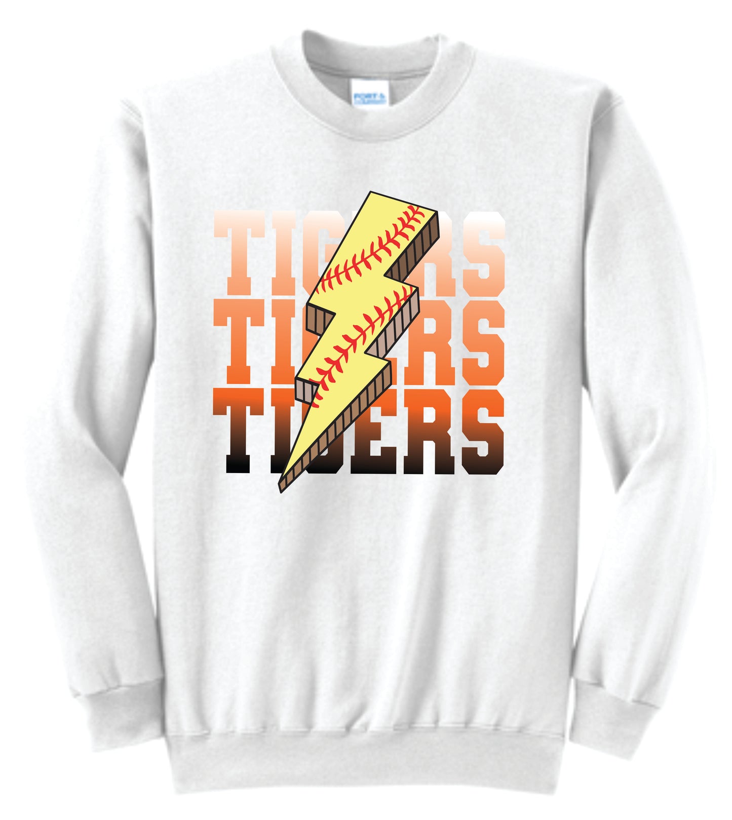 Tigers Fastpitch Lightning Bolt Crewneck