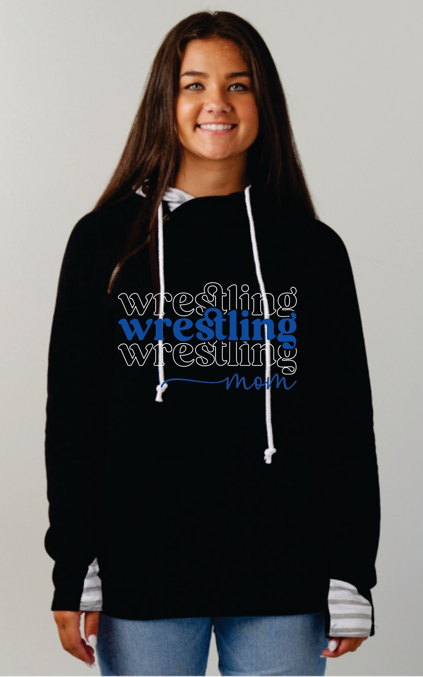 Ladies Stripe Double Hood Wrestling Mom