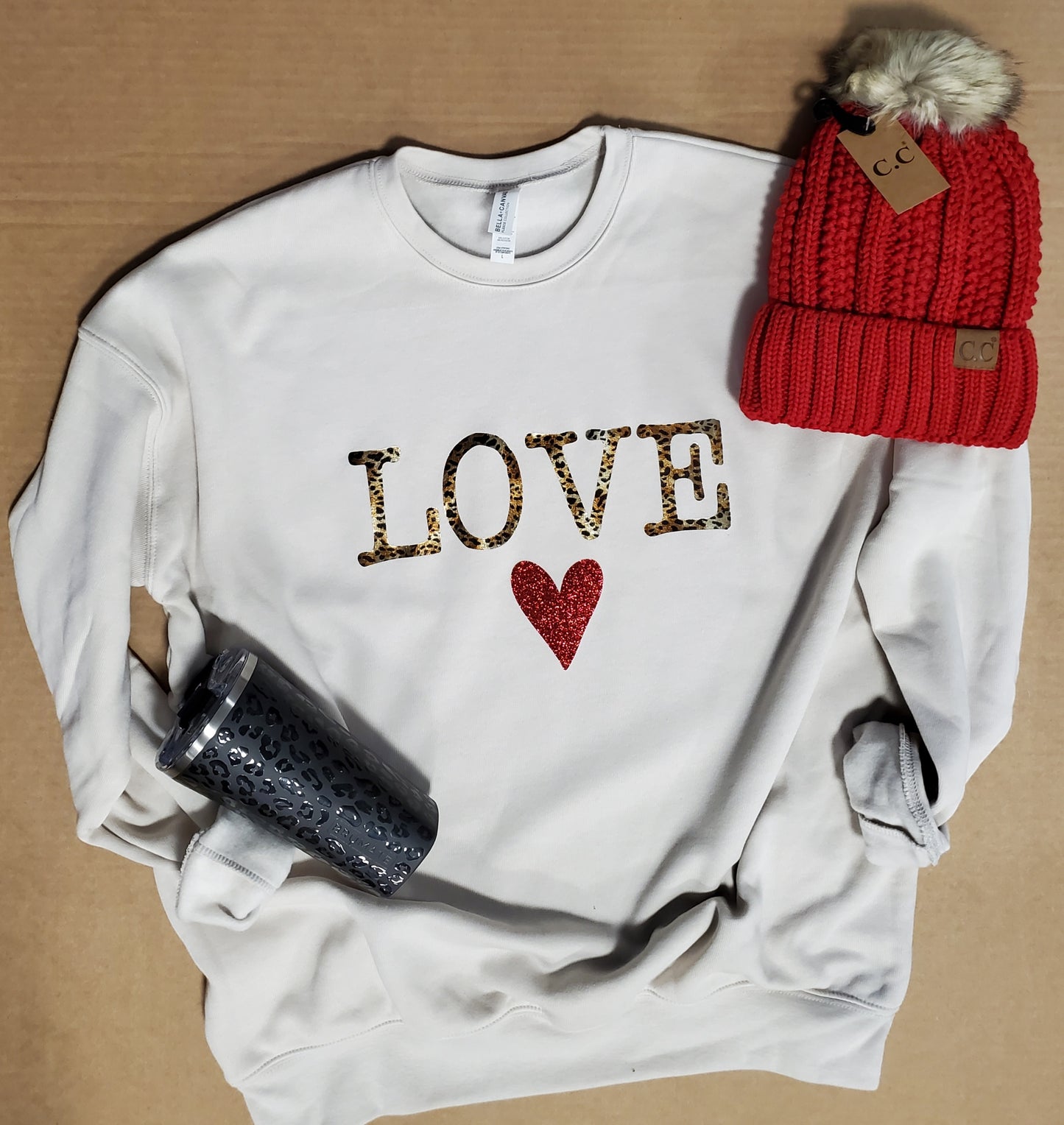 Love Gold Leopard Crew Neck