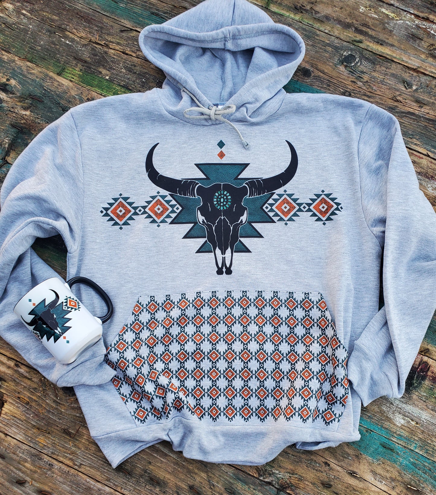 Aztec Cow Skull hoodie