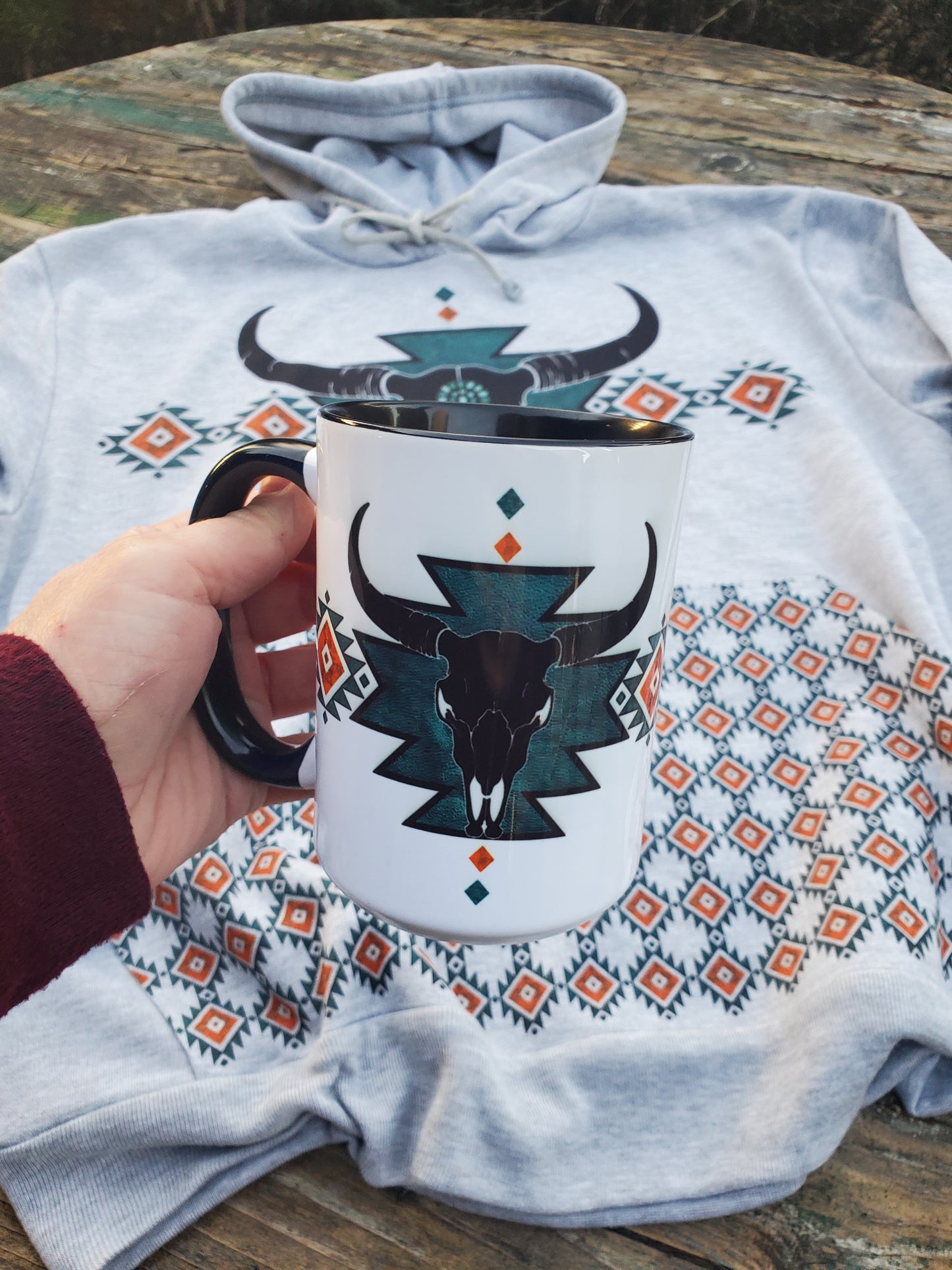 Aztec cow skull 15 oz mug