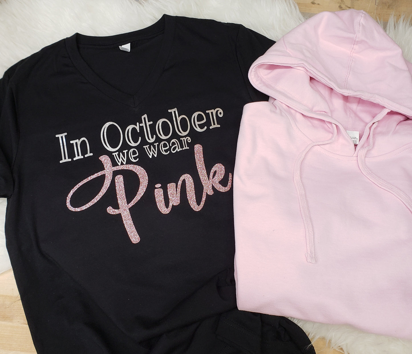 In October we Wear Pink glitter Tshirt