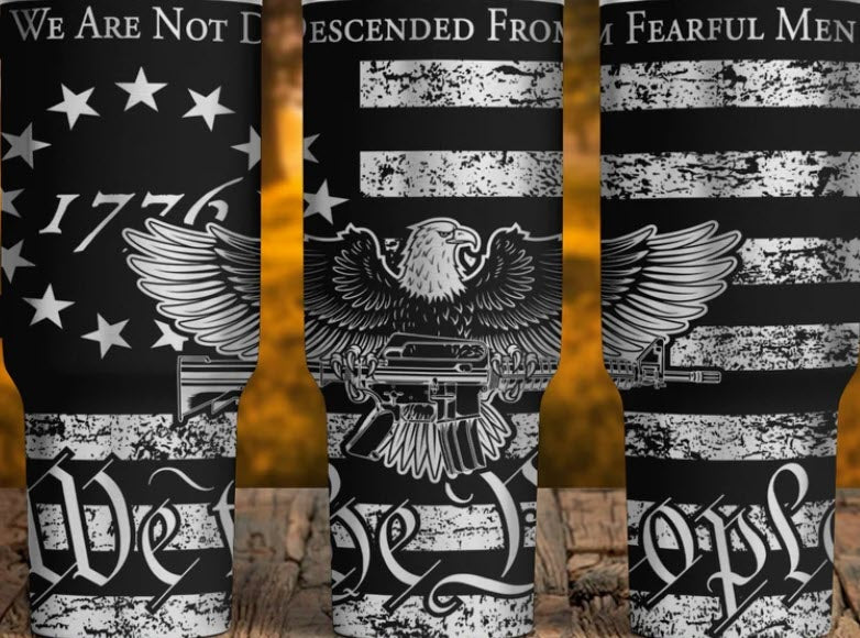 We The People Wrapped Stainless Steel Laser engraved water bottle.