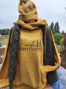 Pacific Northwest embroidered funnel neck hoodie