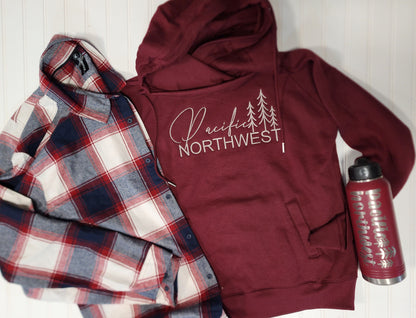 Pacific Northwest embroidered funnel neck hoodie