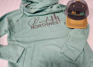 Pacific Northwest embroidered funnel neck hoodie