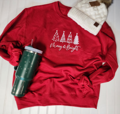 Merry & Bright Embroidered crewneck.