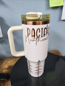 Powder Coated Copper Plated 40 Ounce Travel Mug With Handle