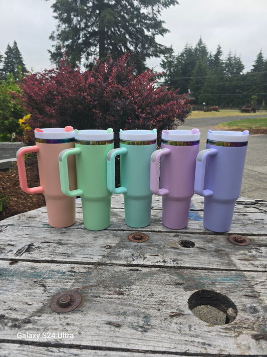 Pastel Rainbow Plated 40 Ounce Travel Mug With Handle