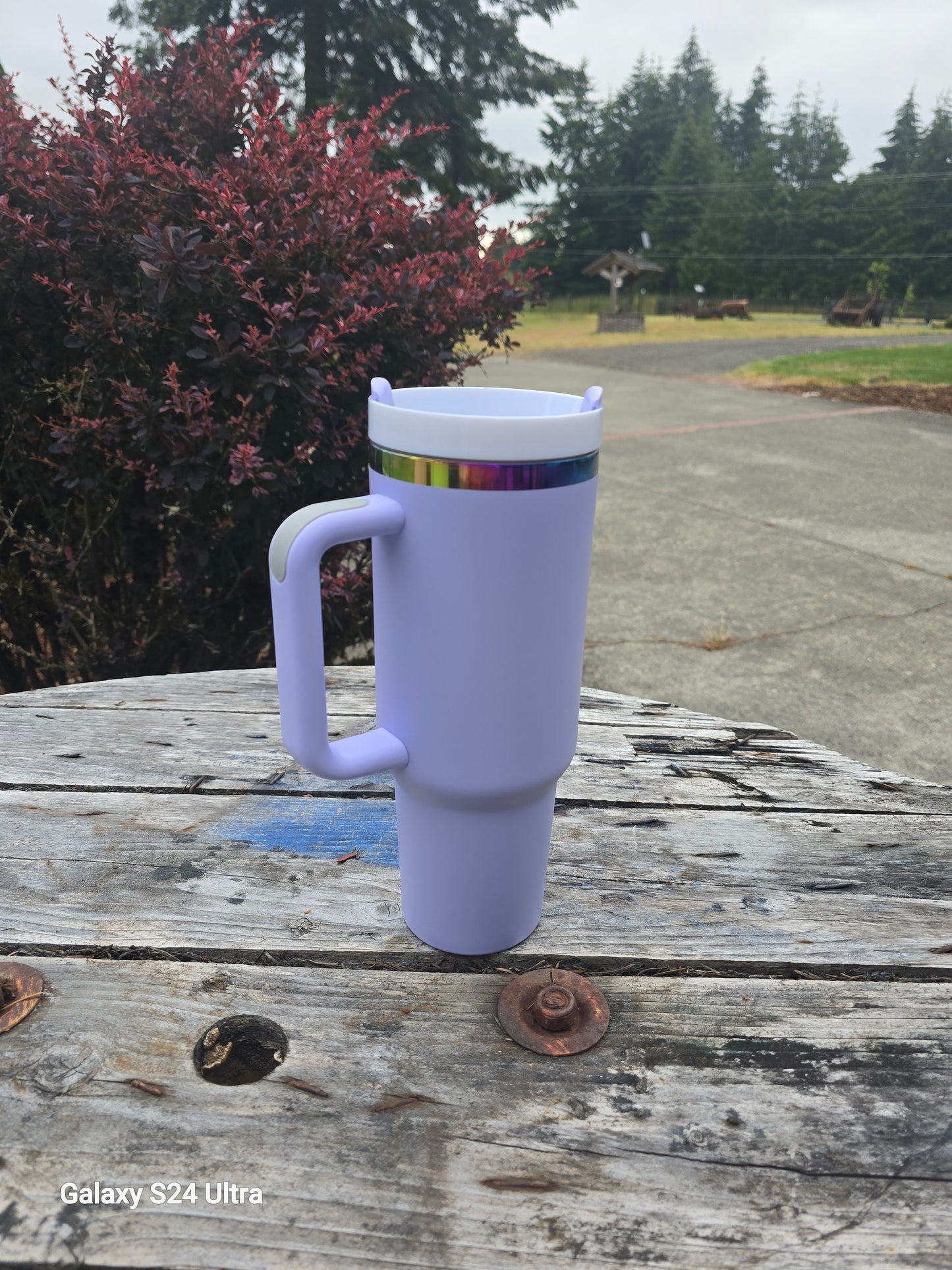 Pastel Rainbow Plated 40 Ounce Travel Mug With Handle