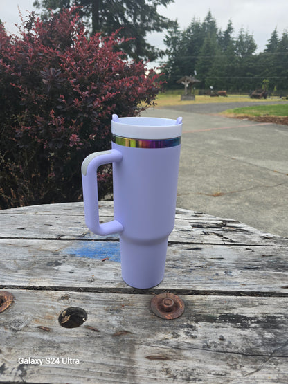 Pastel Rainbow Plated 40 Ounce Travel Mug With Handle