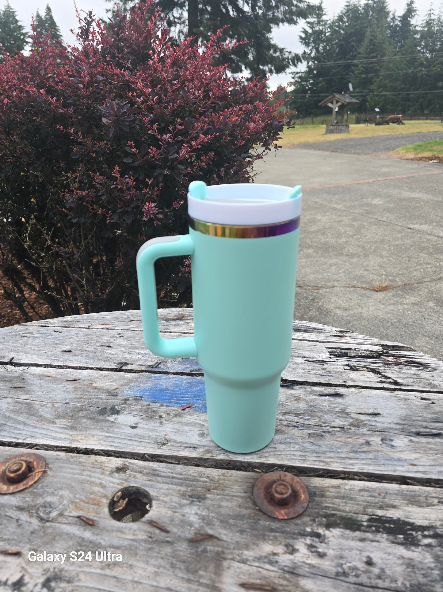 Pastel Rainbow Plated 40 Ounce Travel Mug With Handle