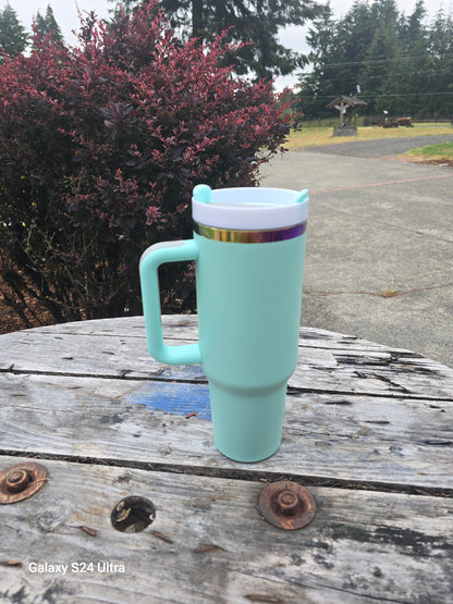 Pastel Rainbow Plated 40 Ounce Travel Mug With Handle