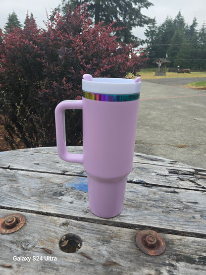Pastel Rainbow Plated 40 Ounce Travel Mug With Handle