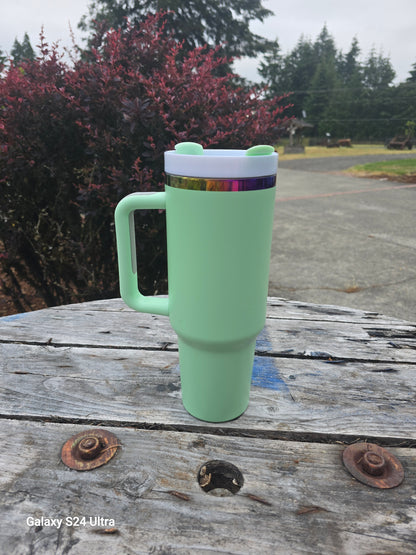 Pastel Rainbow Plated 40 Ounce Travel Mug With Handle