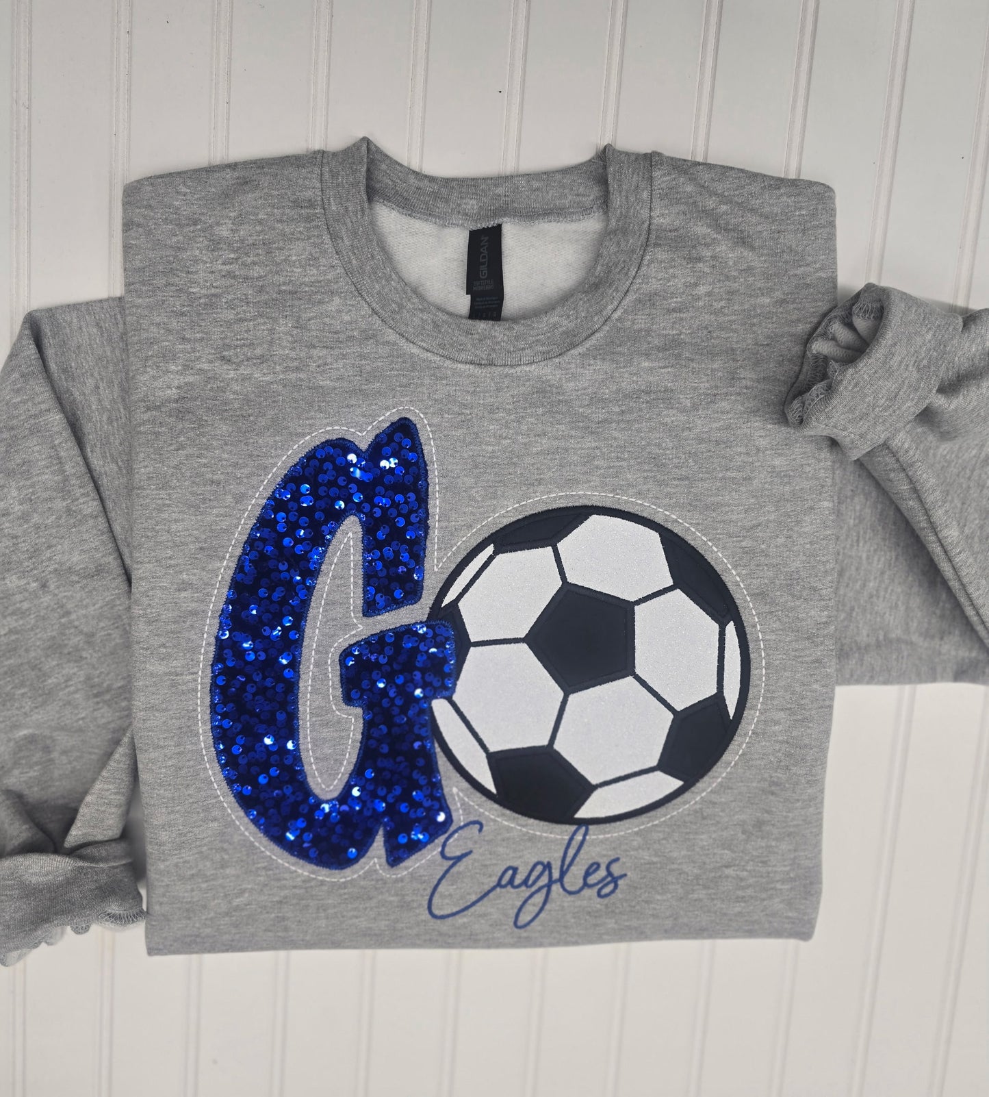 GO TEAM Soccer Sequin Embroidered Crewneck