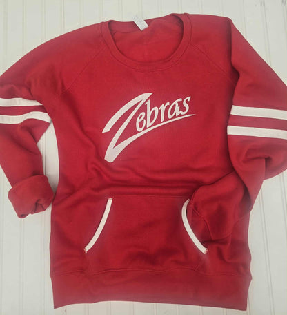 Zebras Embroidered Varsity Fleece Crew Neck Pullover
