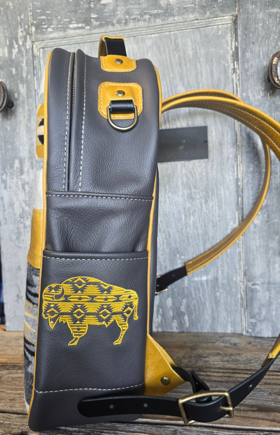 Rancho Bison Leather and Wool Backpack