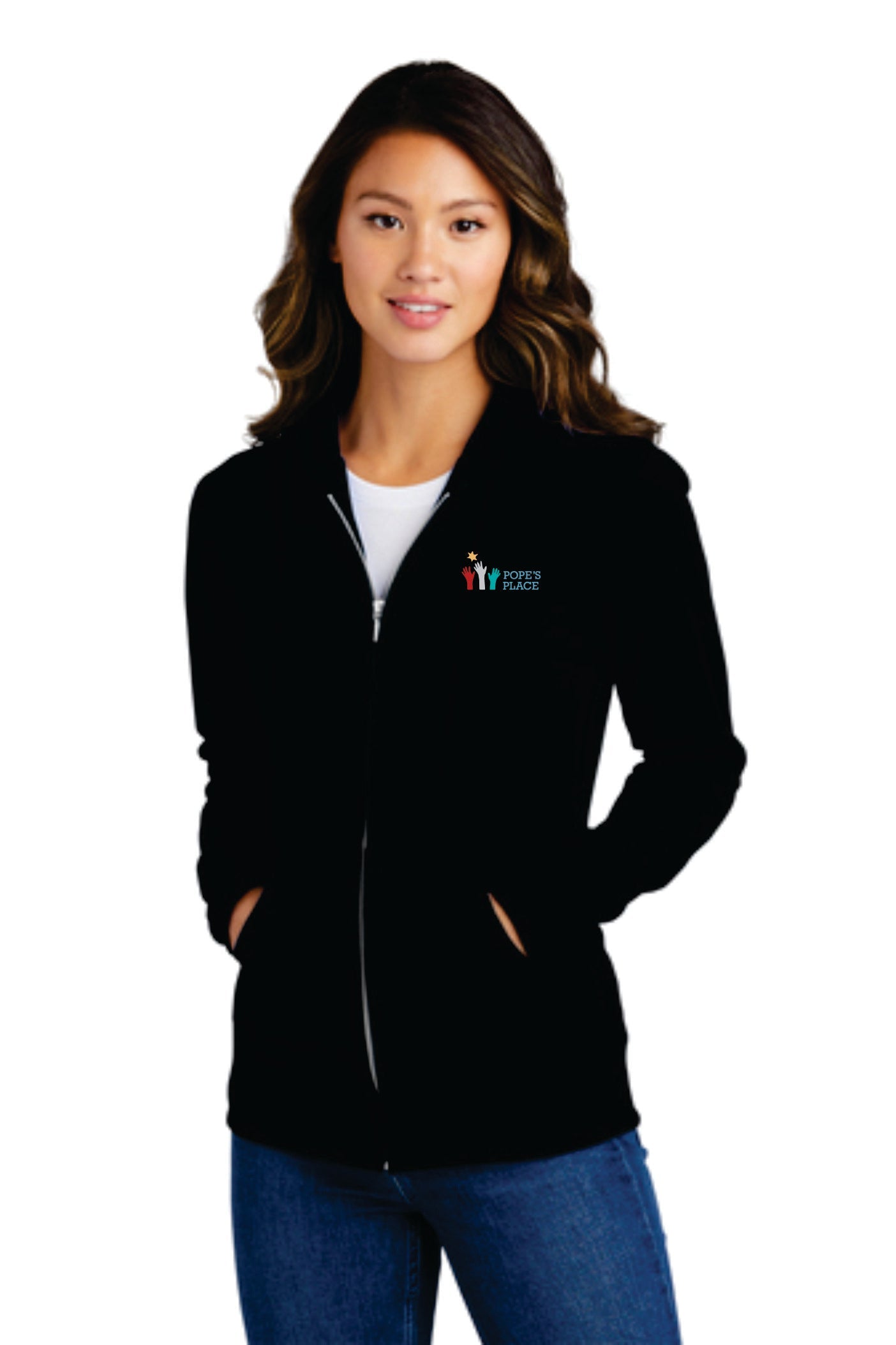 Ladies Embroidered Full Zip Hoodie | Pope's Place