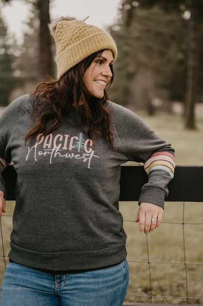 Pacific Northwest Stripe Sleeve Crew