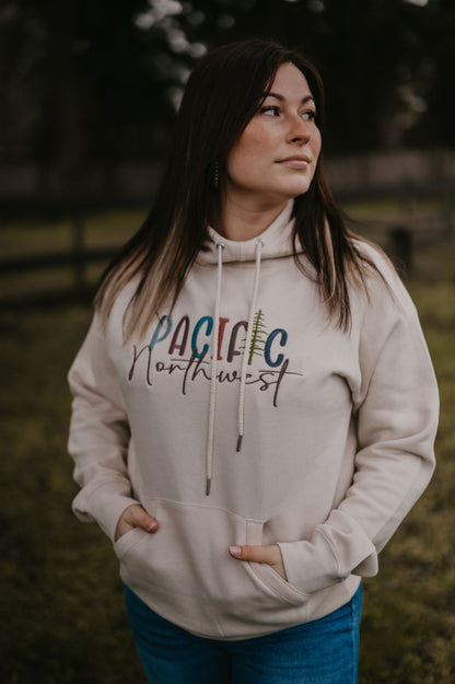 Ladies scuba neck PNW Embroidered Hoodie