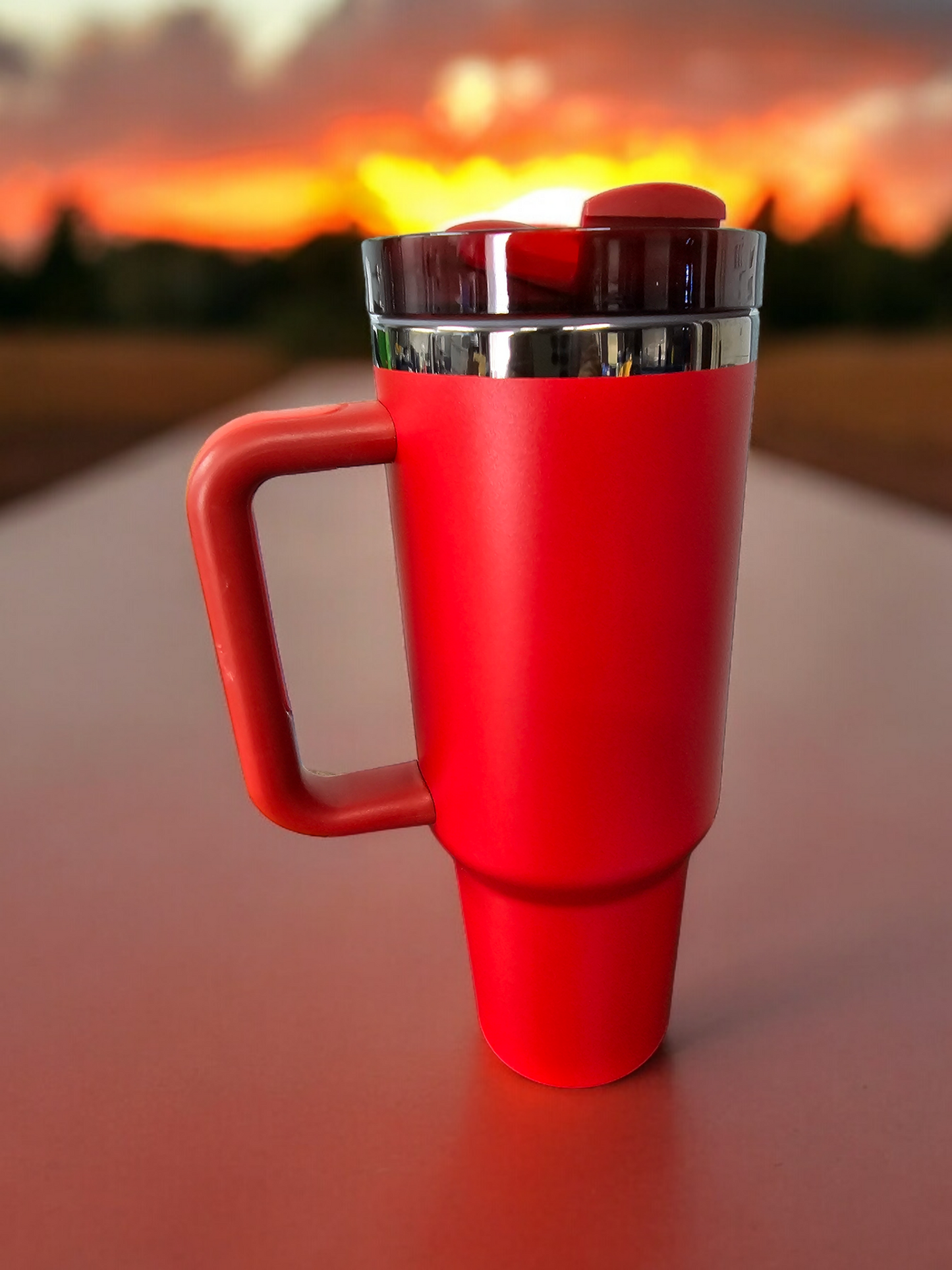 Powder Coated Mirror Black Plated 40 Ounce Travel Mug With Handle