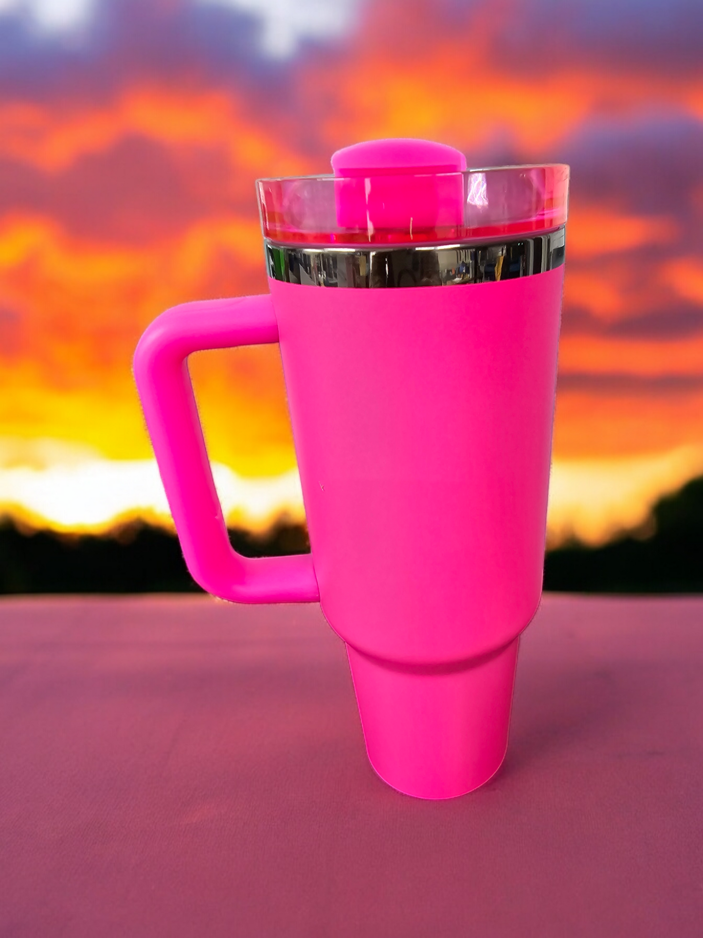 Powder Coated Mirror Black Plated 40 Ounce Travel Mug With Handle