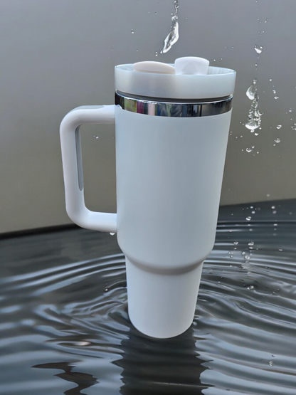 Powder Coated Chrome Plated 40 Ounce Travel Mug With Handle