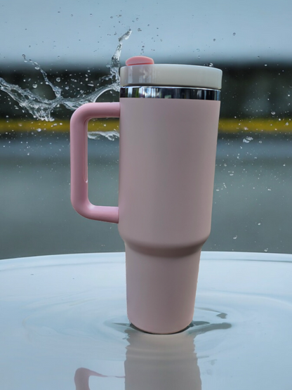 Powder Coated Chrome Plated 40 Ounce Travel Mug With Handle