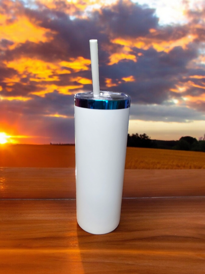 Powder Coated Rainbow Plated 20 Ounce Skinny Tumbler