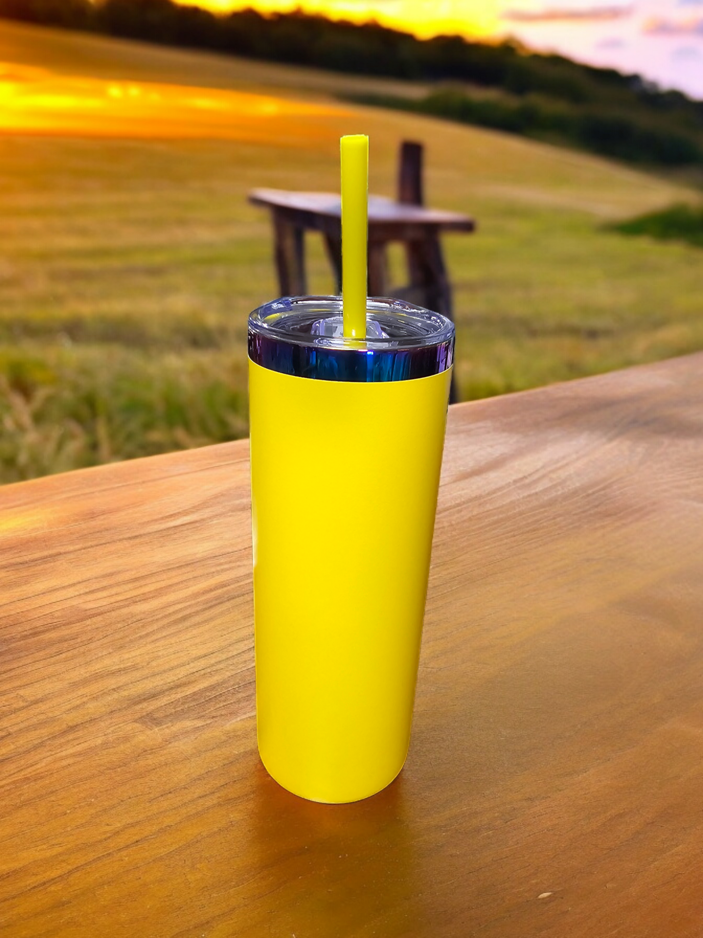 Powder Coated Rainbow Plated 20 Ounce Skinny Tumbler