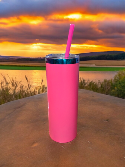 Powder Coated Rainbow Plated 20 Ounce Skinny Tumbler