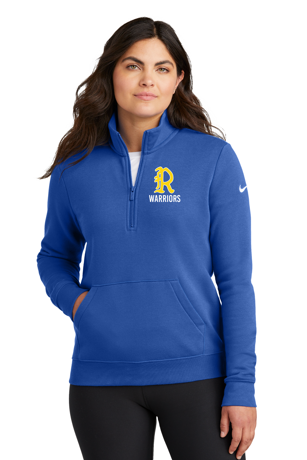 Warriors Nike Women's Club Fleece Sleeve Swoosh 1/2-Zip