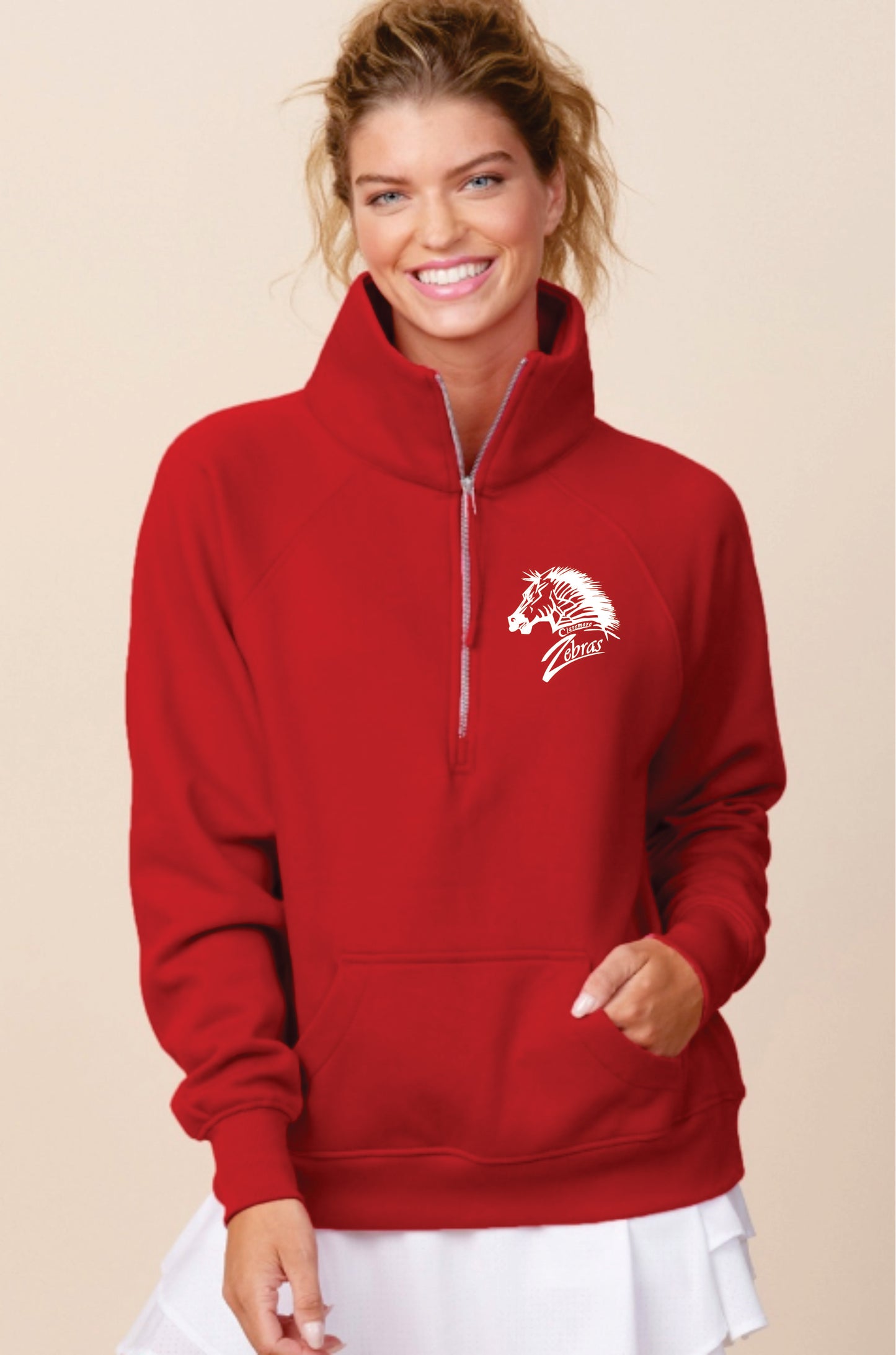 Zebras Embroidered Ladies Boxy Half Zip Fleece