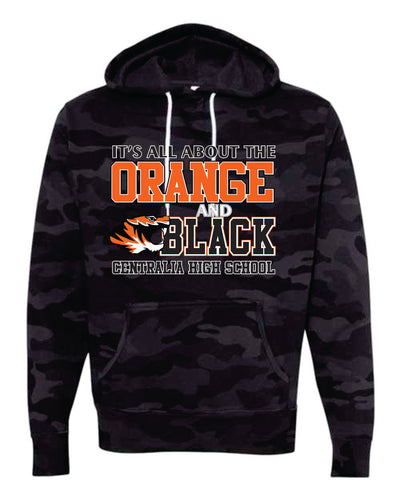 All About The Orange and Black Camo Hoodie