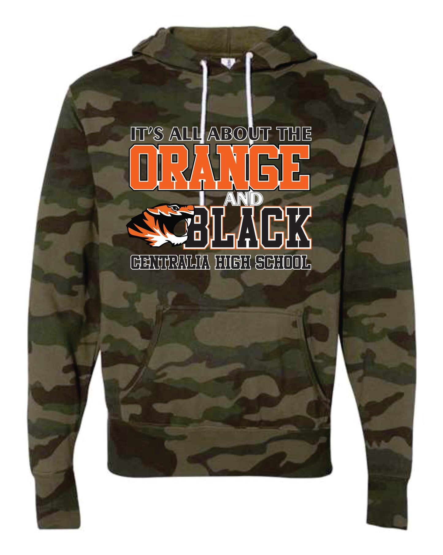 All About The Orange and Black Camo Hoodie