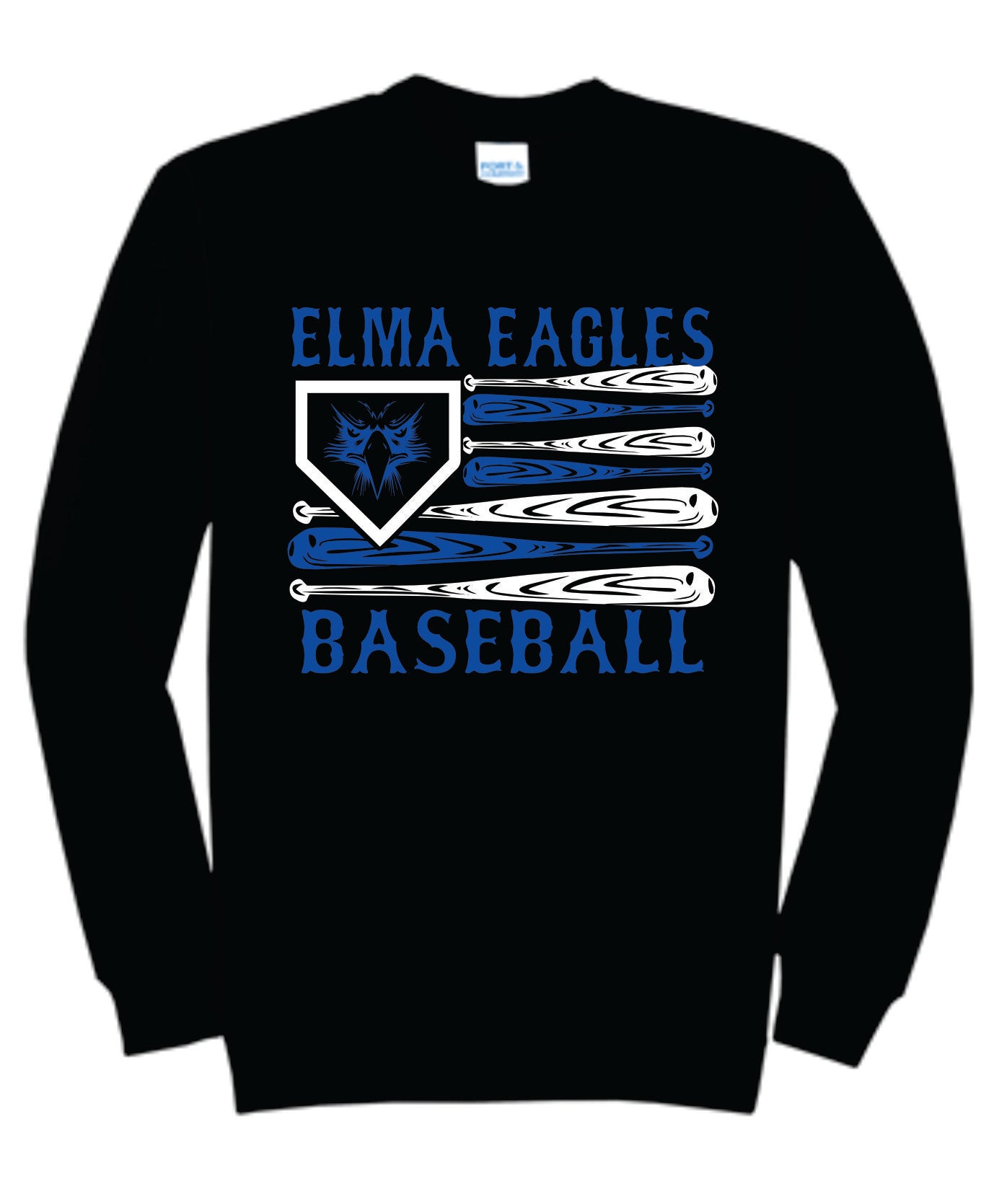 Elma Eagles Baseball Bat Flag Crewneck