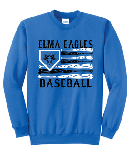 Elma Eagles Baseball Bat Flag Crewneck
