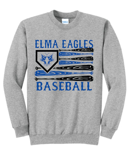 Elma Eagles Baseball Bat Flag Crewneck