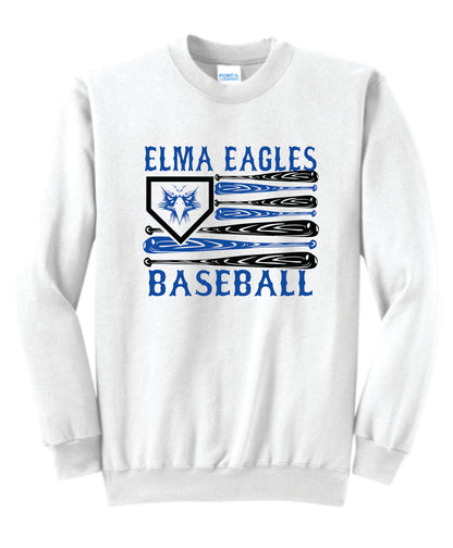 Elma Eagles Baseball Bat Flag Crewneck