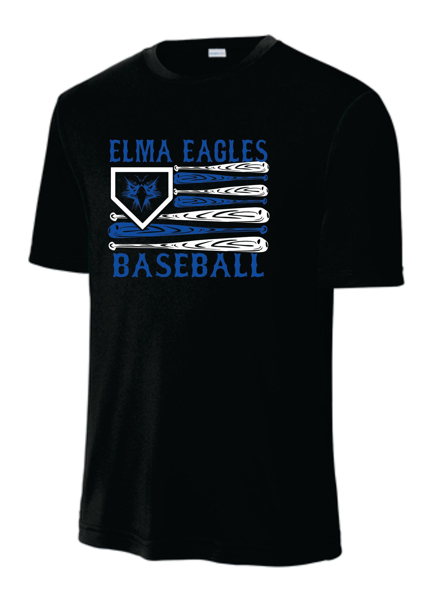 Elma Eagles Baseball Bat Flag Drifit Tee