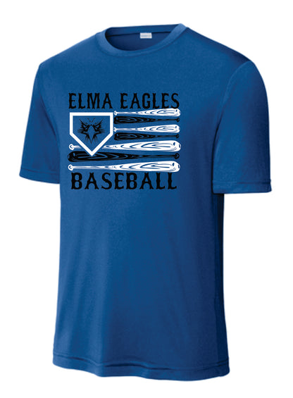 Elma Eagles Baseball Bat Flag Drifit Tee