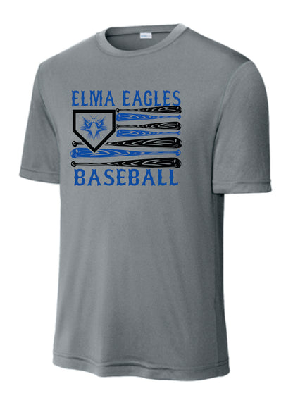 Elma Eagles Baseball Bat Flag Drifit Tee