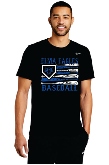 Elma Eagles Baseball Bat Flag Nike Tee